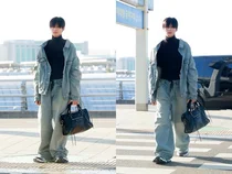 더보이즈 '주연' 발렌시아가 데님룩으로 출국