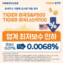 미래에셋, TIGER 미국 대표지수 ETF 보수 인하...'국내 최저'