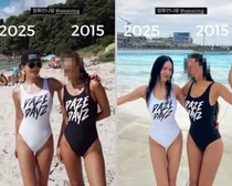 2025나 2015나..55세 엄정화, 똑같은 수영복에 똑같은 몸매