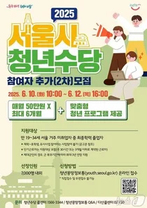 서울시 '청년수당' 참여자 7천명 추가 모집..매월 50만원 지원
