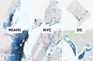 [스투/포커스] 허리케인 홍수 지도가 보여주는 마이애미·뉴욕시·워싱턴DC의 기후 미래