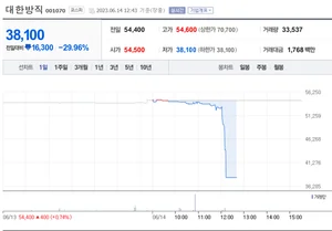 CFD 무더기 하한가 시즌2?..대한방직, 방림 등 5개사 하한가