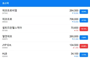 코스닥, 2차전지 투심 급랭에 2% 넘게 빠져..에코프로 형제 급락