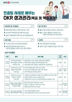 한국경영인증원, ‘OKR 성과관리’ 교육 열어
