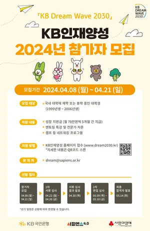 KB인재양성 참가자 모집..`청년 성장 프로그램`