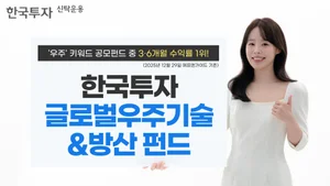 '한국투자글로벌우주기술&방산' 수익률, 우주 공모펀드 중 '1위'
