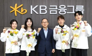 최민정·차준환 선수 축하한 KB금융..아시안게임 선수 초청 행사