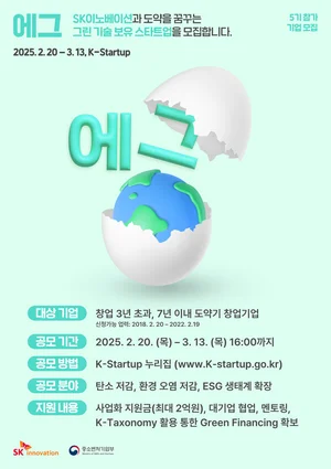 SK이노베이션, ‘에그’ 5기 모집…스타트업 11개사 모집