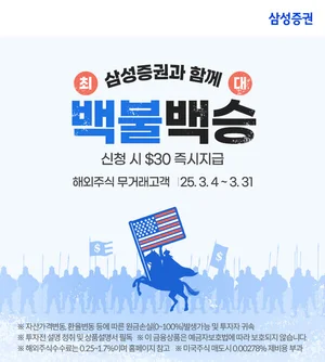 삼성증권, 해외주식 투자지원금 이벤트 '백불백승' 진행