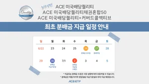 ACE 미국배당퀄리티 ETF 시리즈, 내달 2일 첫 월배당 지급