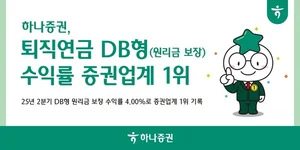 하나증권, 퇴직연금 DB형 수익률 증권업계 1위