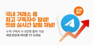 빗썸, 텔레그램 채널 5만명 돌파...‘비트코인·아이폰’ 경품 이벤트