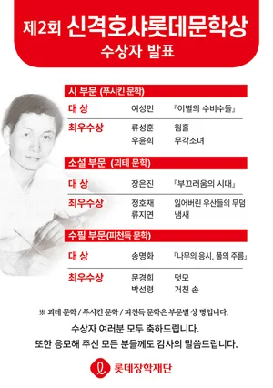 제2회 신격호샤롯데문학상 수상자 발표… 여성민·장은진·송명화 ‘대상’ 수상