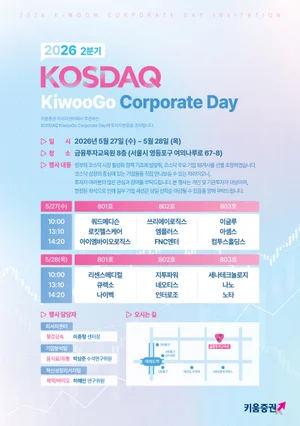 키움증권, 코스닥 콥데이 개최..리센스메디컬 등 18사 참가