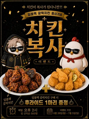 호식이두마리치킨, 딥블랙갈릭 시키면 후라이드가..'치킨 복사' 이벤트