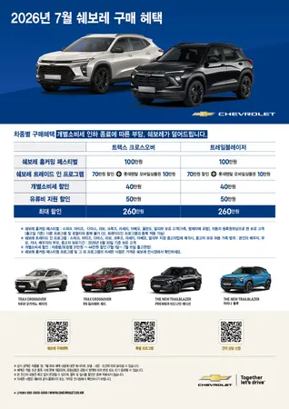 쉐보레, 7월 특별 구매 프로모션. 쉐보레