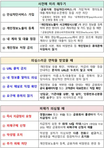 개인정보 유출 관련 소비자 행동요령. 금융감독원