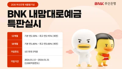 BNK부산은행, ‘BNK내마음대로 예금’ 특별판매..최고 연 3%