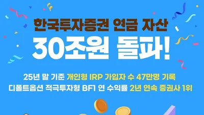  한국투자증권, 연금 자산 30조원 돌파
