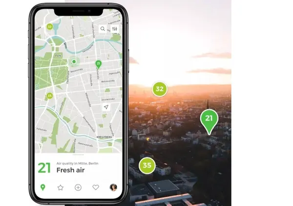 Geme.io 대기품질 측정 앱 구동 장면사진=홈페이지 캡처