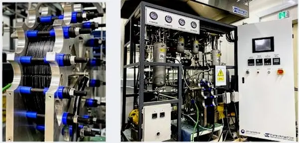 ◇한국에너지기술연구원이 개발한 10kW 알칼라인 수전해 스택 및 운전 장치(사진: 한국에너지기술연구원)