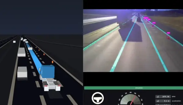 자율주행 트럭 전문 엠바크트럭이 트럭을 시범 운전 데이터를 모니터링하고 있다. 사진=엠바크트럭 