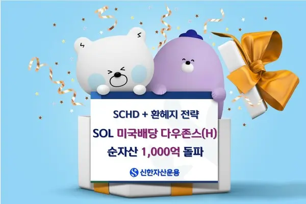 신한자산운용, SOL 미국배당 다우존스 순자산 1000억원 돌파