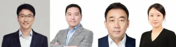 윤종규(왼쪽), 이상명, 조성환, 홍연진 삼성바이오로직스 상무.(삼성바이오로직스 제공)