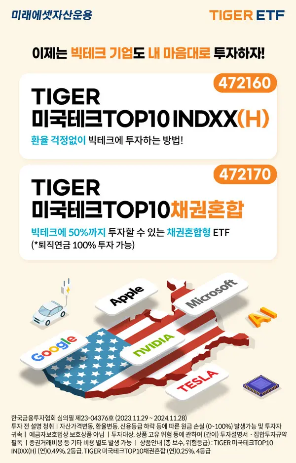 미래에셋, 미국 빅테크 기업 투자 ETF 2종 신규 상장