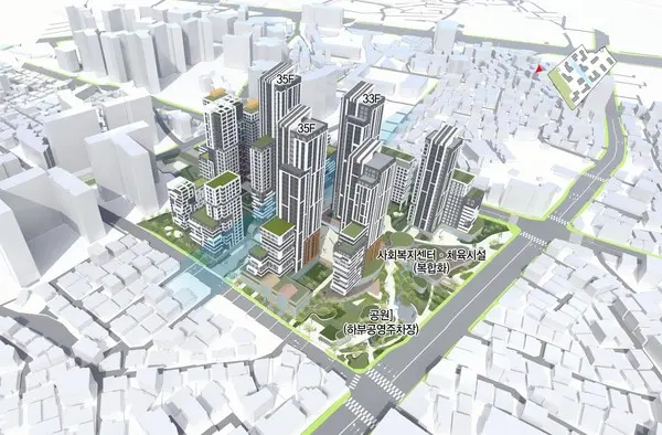 대림동 855-1 일대 신속통합기획 단치배치 기획안 (출처. 서울시)