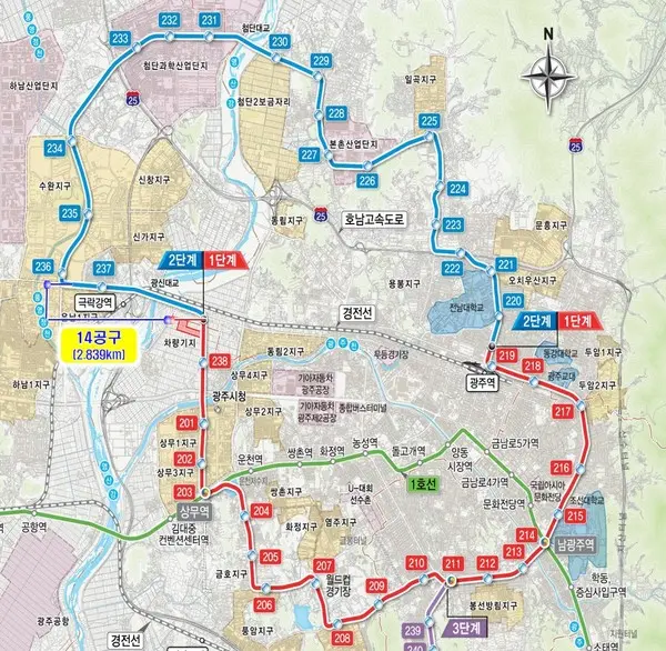 광주 도시철도 2호선 2단계 14공구 위치도 (사진제공. 쌍용건설)