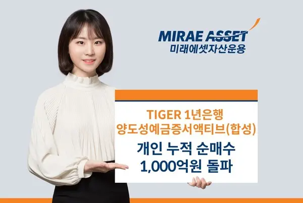 미래에셋, ’TIGER 은행양도성예금증서 ETF’ 개인 천억 순매수
