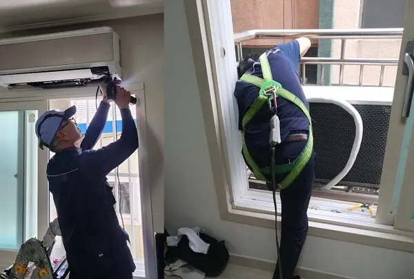 복권기금 사업의 일환인 저소득층 에너지 효율 개선 지원 사업 ‘고효율 에어컨’ 설치 현장 [사진=한국에너지재단]