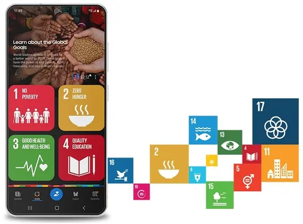 삼성전자의 삼성 글로벌 골즈(Samsung Global Goals)앱 이미지 