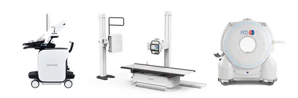 삼성 의료기기 ECR 2025 전시 제품. 좌측부터 초음파 진단기기 