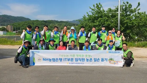 26일 농협은행 IT부문 IT사랑봉사단은 강원도 춘천시 과채류 농가를 찾아 농촌 일손을 도왔다.