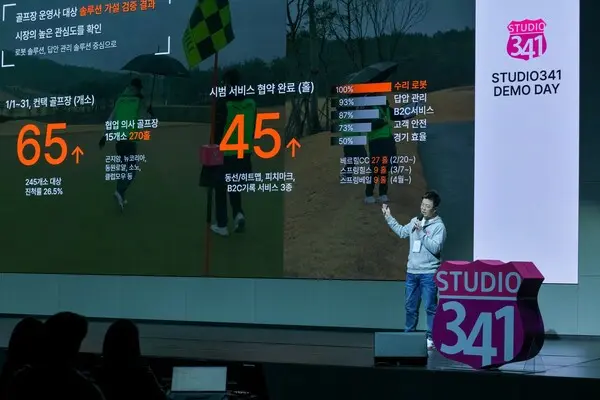 지난해 첫 번째 시즌에서 선정된 스타트업이 데모데이를 진행하는 모습. (제공 LG전자)