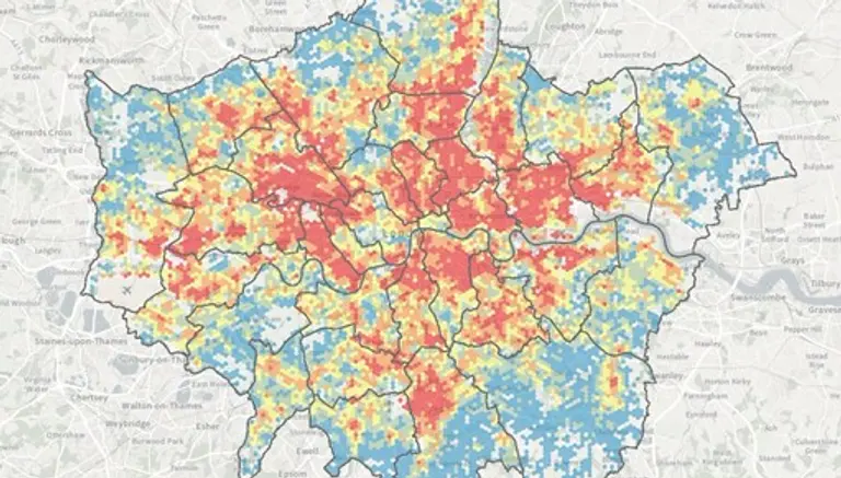 ◇런던 시 당국과 블룸버그 어수시에이츠가 시 당국이 위험도가 가장 높은 지역사회에 자원을 집중할 수 있도록 런던 전역의 기후 위험에 대한 노출 및 취약성을 분석하기 위해 제작한 런던 시 기후지도. 출처: London.gov.uk