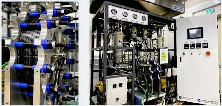 ◇한국에너지기술연구원이 개발한 10kW 알칼라인 수전해 스택 및 운전 장치(사진: 한국에너지기술연구원)