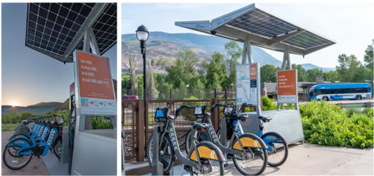 PBSC 어반 솔루션이 서비스하고 있는 공유 자전거 스테이션과 자전거들. 사진=PBSC