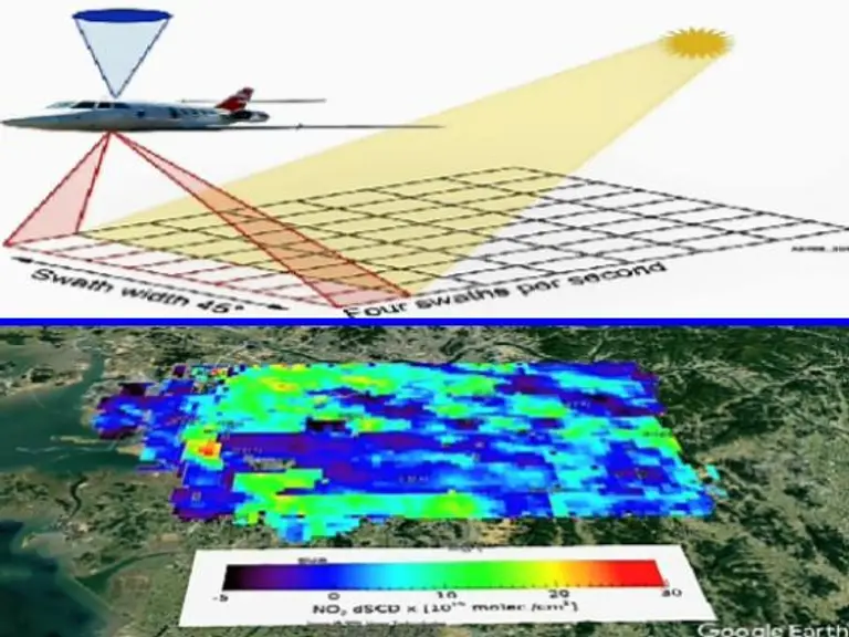 ◇미국항공우주국의 항공원격측정 방식과 2021년 11월 수도권 질소 분포 상태(자료: 환경부)