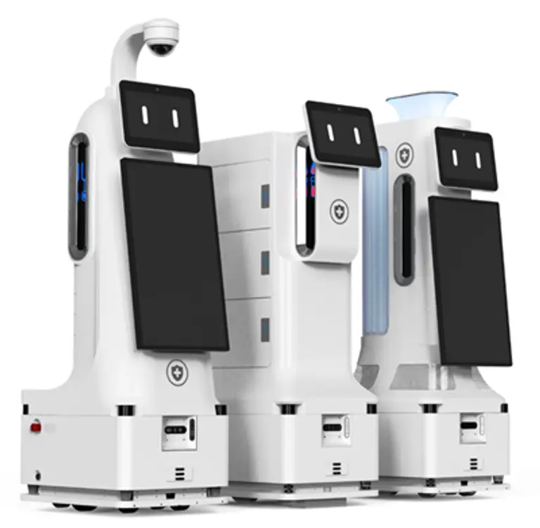 ◇왼쪽부터 삼성서울병원이 올해 선보일 회진로봇, 소규모 물류이송로봇, 소셜방역로봇(사진: 삼성서울병원)