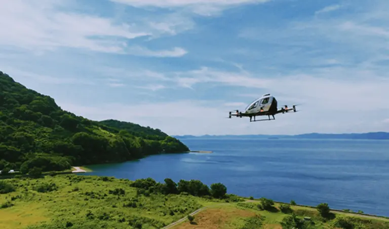 이항의 자율주행 항공기가 일본에서 시범 비행하고 있다. 사진=이항