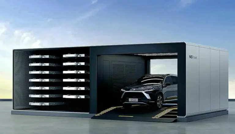 ◇중국 전기차 스타트업 니오(NIO)의 배터리교환소.(사진:니오)