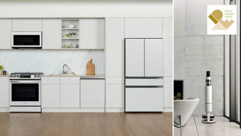 ◇국제 디자인 공모전 ‘IDEA 2022’에서 금상을 수상한 삼성전자 ‘비스포크 키친 패키지’와 ‘비스포크 제트’(사진: 삼성전자).