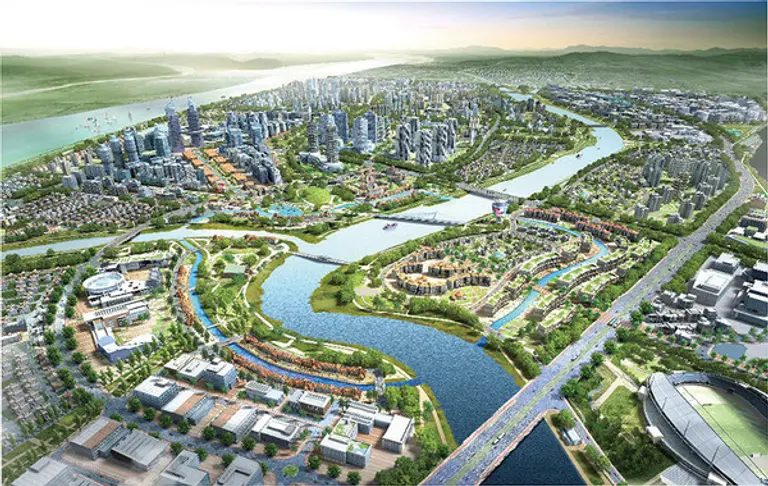 낙동강변에 조성 중인 에코델타시티 조감도