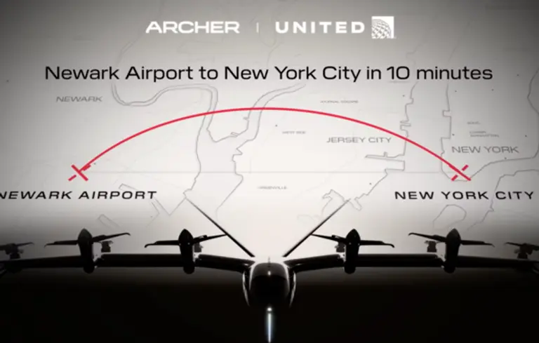 아처 에비에이션과 유나이티드항공이 확정한 에어택시 노선. 사진=아처 에비에이션