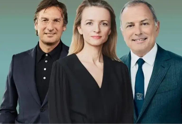 버나드 아르노 LVMH 회장의 장녀 델핀(가운데), 장남 앙트완(가장 왼쪽). 출처=야후파이낸스