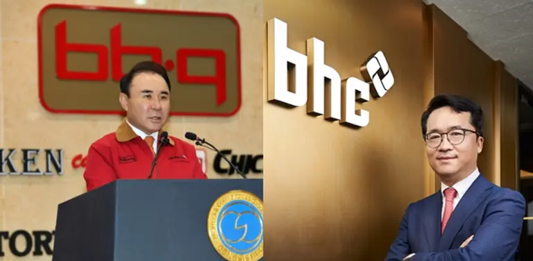 윤홍근 BBQ 회장(좌)과 박현종 bhc 회장(우).