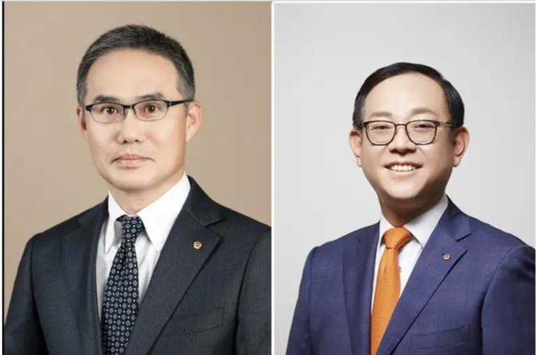 한두희(왼쪽) 한화투자증권 대표 내정자, 권희백(오른쪽) 한화자산운용 대표 내정자